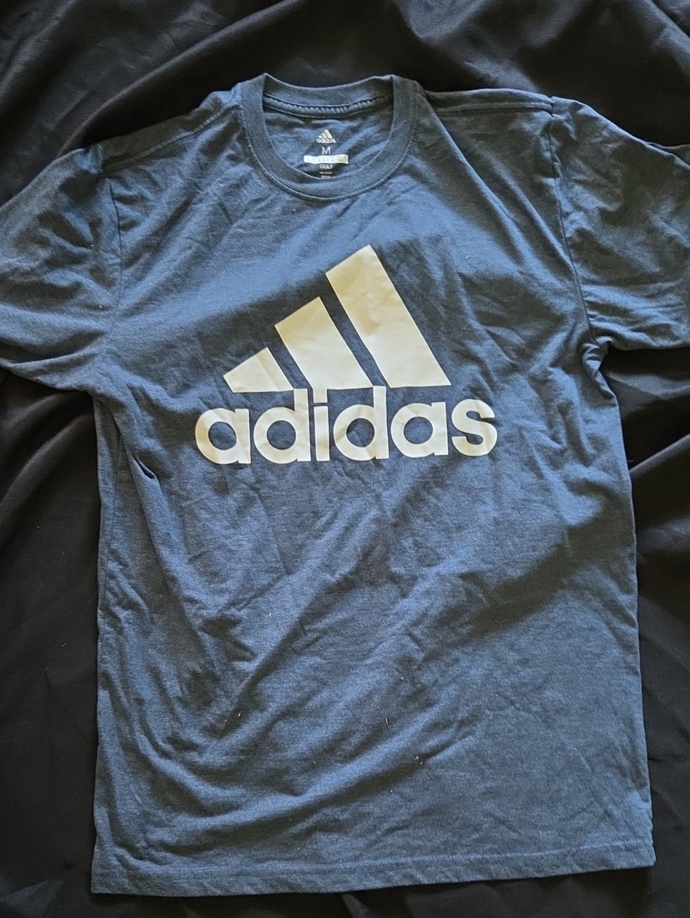 adidas Navy Tee with White Trefoil-Style Logo